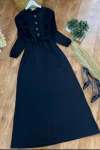 Fitilli Örme Triko Elbise Siyah